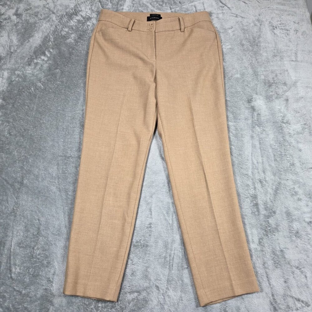 Talbots Pants Womens 14 Tan Beige Hampshire Straight Leg Ankle Trousers Preppy